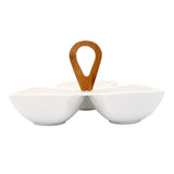 3 Compartment Serving Platter with Wooden Handle