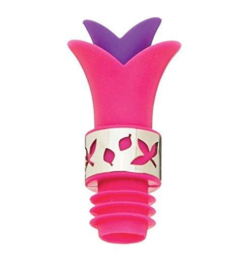 Reusable Silicone Pink Bottle Cap with Pourer & Stopper (Set of 2)