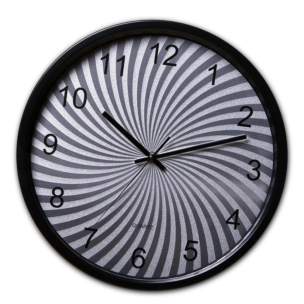 Decorative Aluminium Swirl Dial Wall Clock (Silver Dial & Black) – EZ Life
