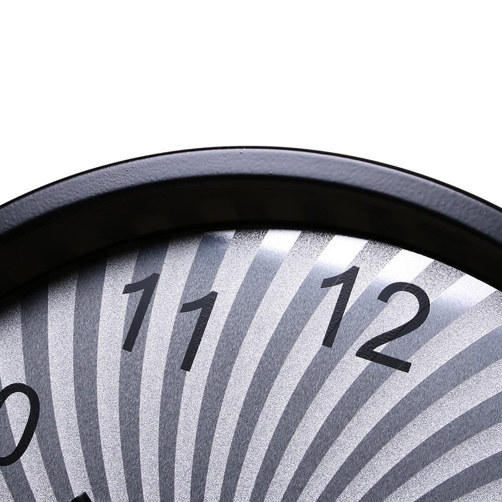 Decorative Aluminium Swirl Dial Wall Clock (Silver Dial & Black)
