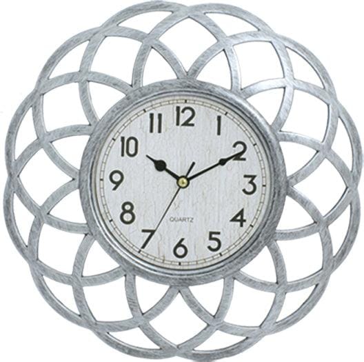 Scallops Decorative Grande Wall Clock (Silver) (Large)