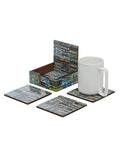 Number Plate - 6 Wooden Coasters with Holder Set (Multicolor)