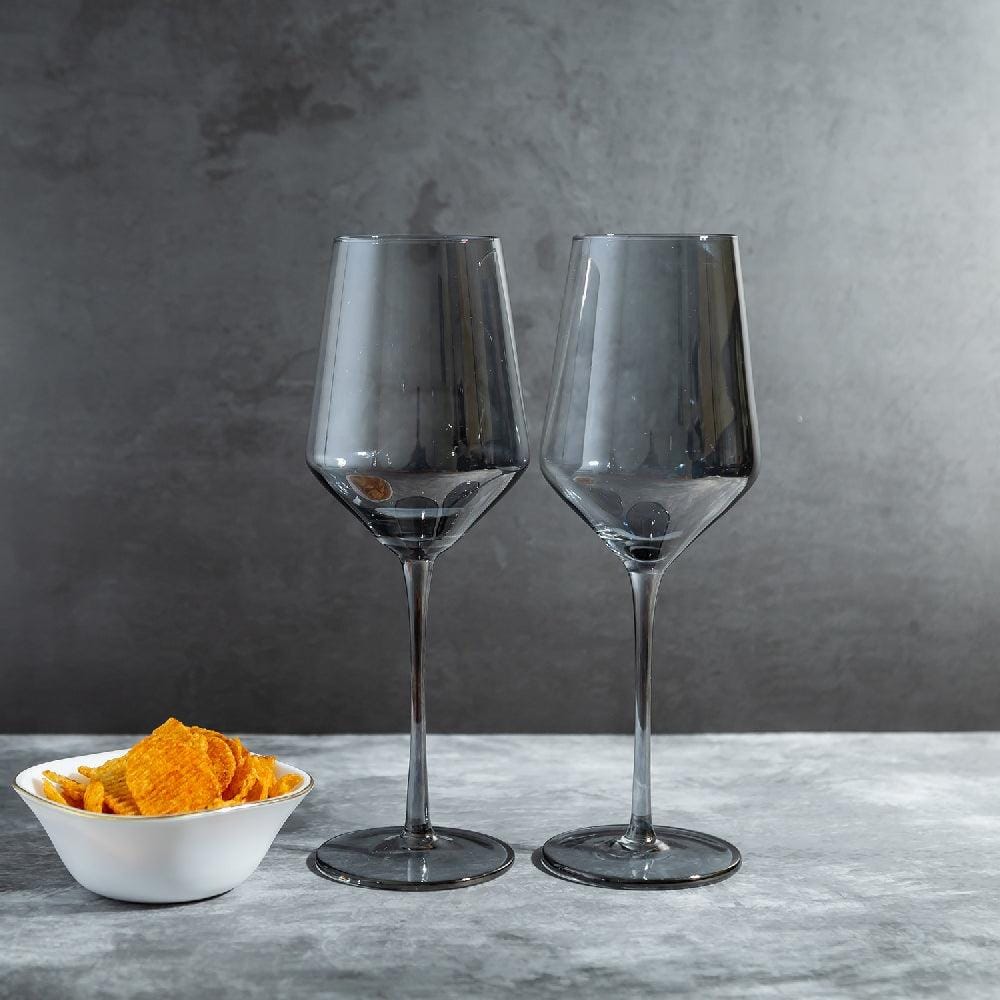 Smokey Gray Wine Glass Set (500 ml) (Pack of 2)