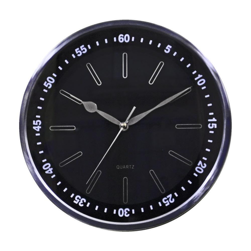 Sporty Silver Dial Metal Wall Clock (Black & Silver)