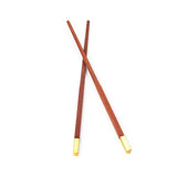 10 Pairs Dark Rose Wood Square Chopsticks Set with Gold Top