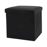 Collapsible Elegant Square PU Leather & MDF Pouf Ottoman (Black Dots)