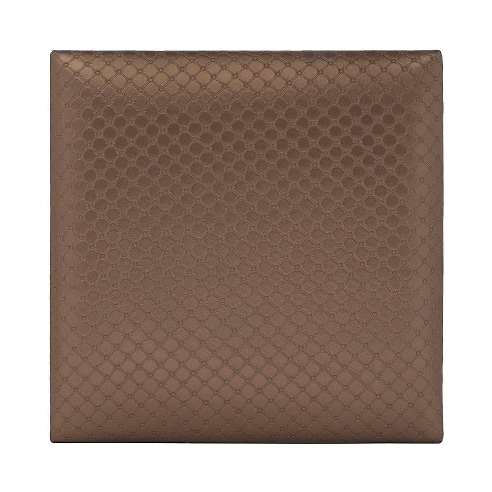 Collapsible Elegant Square PU Leather & MDF Pouf Ottoman (Bronze Dot Line)