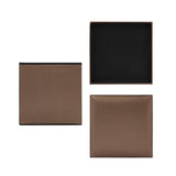 Collapsible Elegant Square PU Leather & MDF Pouf Ottoman (Bronze Dot Line)