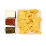 Square Serving Bowl with 3 Dip Bowls and Wooden Tray Set