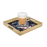 Coffee Cup - 3 Square Serving Trays & 6 Coasters with Holder Set