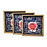 Coffee Cup - 3 Square Serving Trays & 6 Coasters with Holder Set