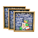 Pina Colada - 3 Square Serving Trays & 6 Coasters with Holder Set