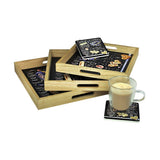 Sugar Cookies - 3 Square Serving Trays & 6 Coasters with Holder Set