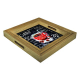 Coffee Cup - 3 Square Wooden Serving Trays Set