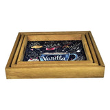 Butter Cream - 3 Square Wooden Serving Trays Set