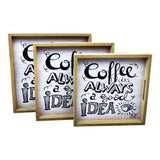 Coffee Ideas - 3 Square Wooden Serving Trays Set