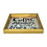 Coffee Ideas - 3 Square Wooden Serving Trays Set