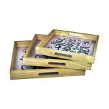 Coffee Ideas - 3 Square Wooden Serving Trays Set