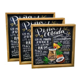 Pina Colada - 3 Square Wooden Serving Trays Set