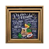 Pina Colada - 3 Square Wooden Serving Trays Set