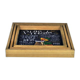 Pina Colada - 3 Square Wooden Serving Trays Set
