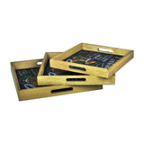 Pina Colada - 3 Square Wooden Serving Trays Set