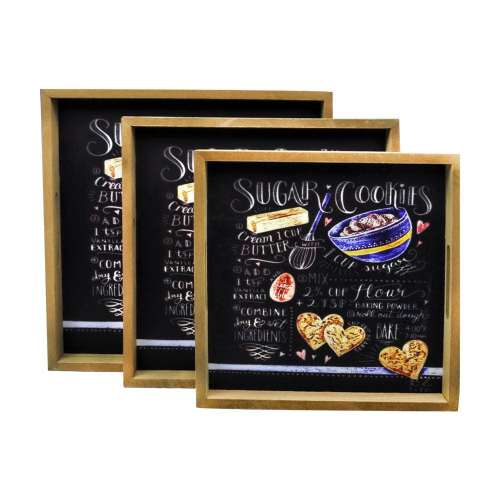 Sugar Cookies - 3 Square Wooden Serving Trays Set