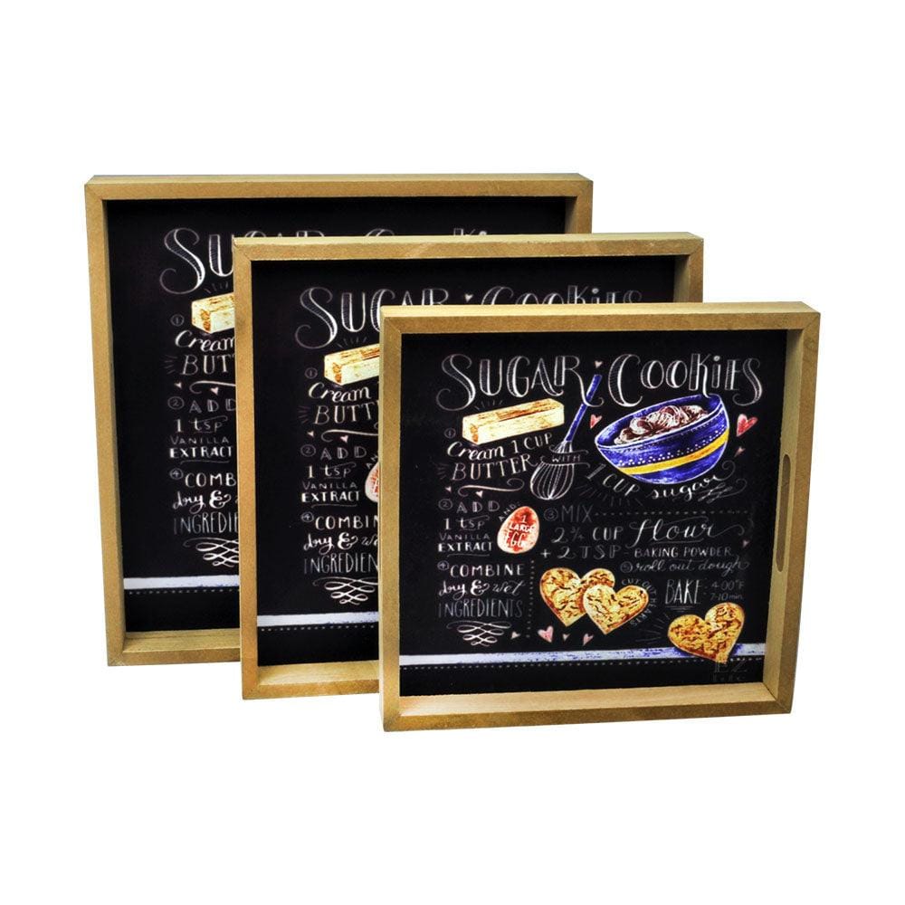 Sugar Cookies - 3 Square Wooden Serving Trays Set