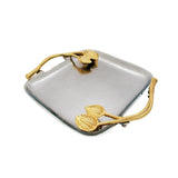 14 Inch Golden Plated Square White Metal Serving Platter