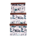 Brown Square Sassy Storage Boxes - Jute & PU (Set of 3) (Large)