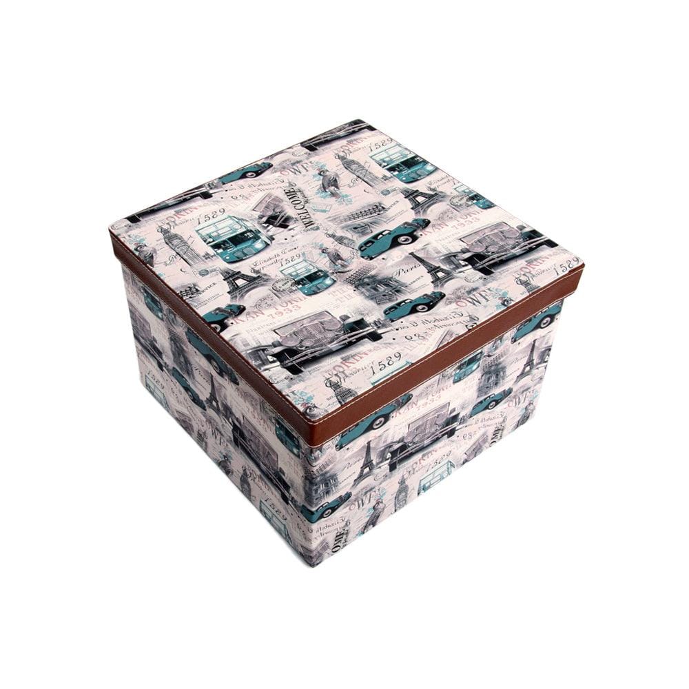 Brown Square Sassy Storage Boxes - Jute & PU (Set of 3) (Large)