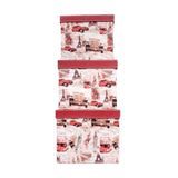 Red Rectangle Sassy Storage Boxes - Jute & PU (Set of 3) (Large)