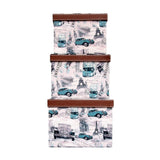 Brown Rectangle Sassy Storage Boxes - Jute & PU (Set of 3) (Medium)