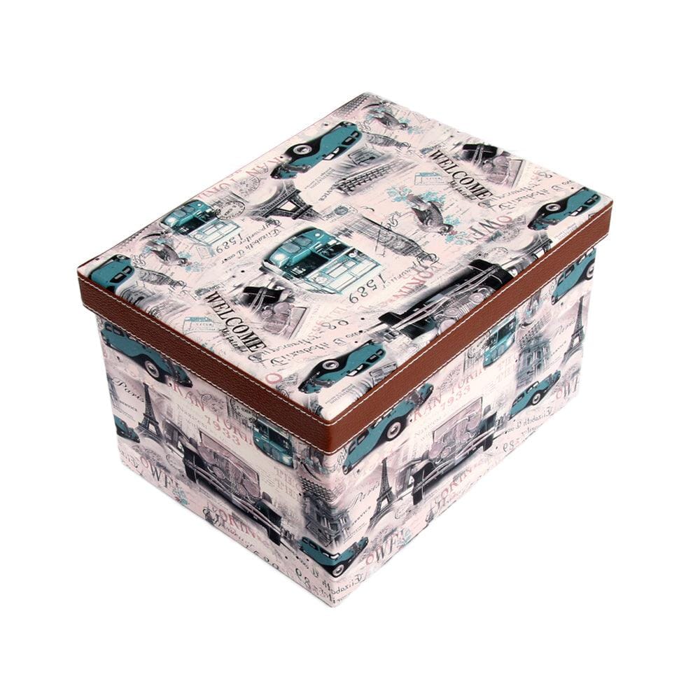 Brown Rectangle Sassy Storage Boxes - Jute & PU (Set of 3) (Medium)