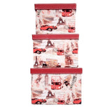 Red Rectangle Sassy Storage Boxes - Jute & PU (Set of 3) (Medium)