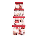Red Rectangle Sassy Storage Boxes - Jute & PU (Set of 4) (Small)