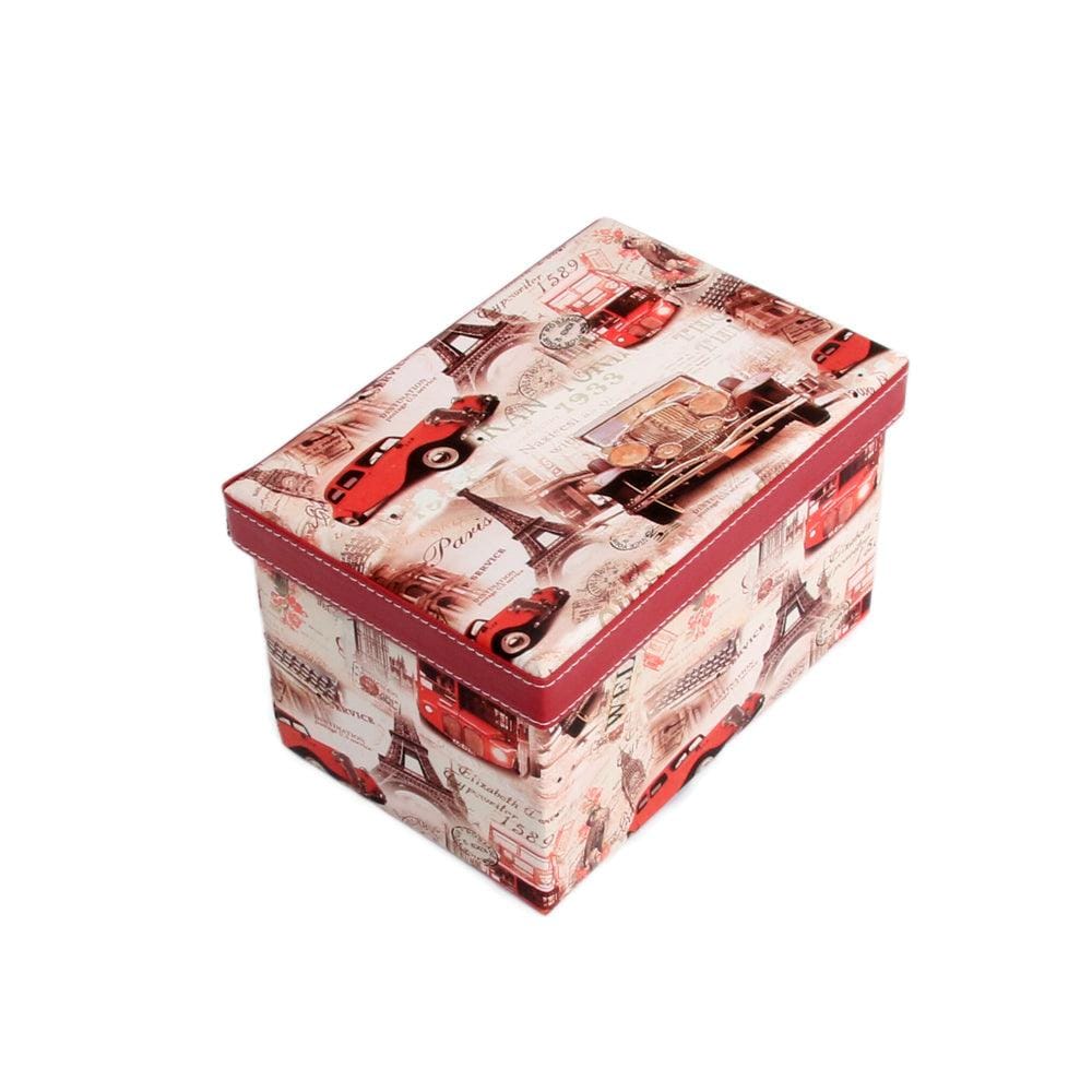 Red Square Sassy Storage Boxes - Jute & PU (Set of 4) (Small)