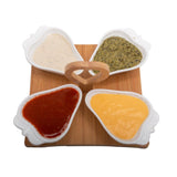 4 Strawberry Shaped Ceramic Bowls Serving Platter with Wooden Stand & Tray Set