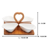 4 Strawberry Shaped Ceramic Bowls Serving Platter with Wooden Stand & Tray Set