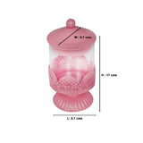Pink Glass & Metal Candy & Candle Jar with Stand