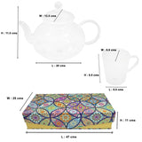 Tea Moments : Classy Green Tea Kettle with 4 Double Wall Mugs Gift Set