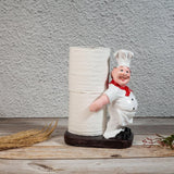 Foodie Chef Figurine Resin Kitchen Tissue Roll Holder (Back Holding)