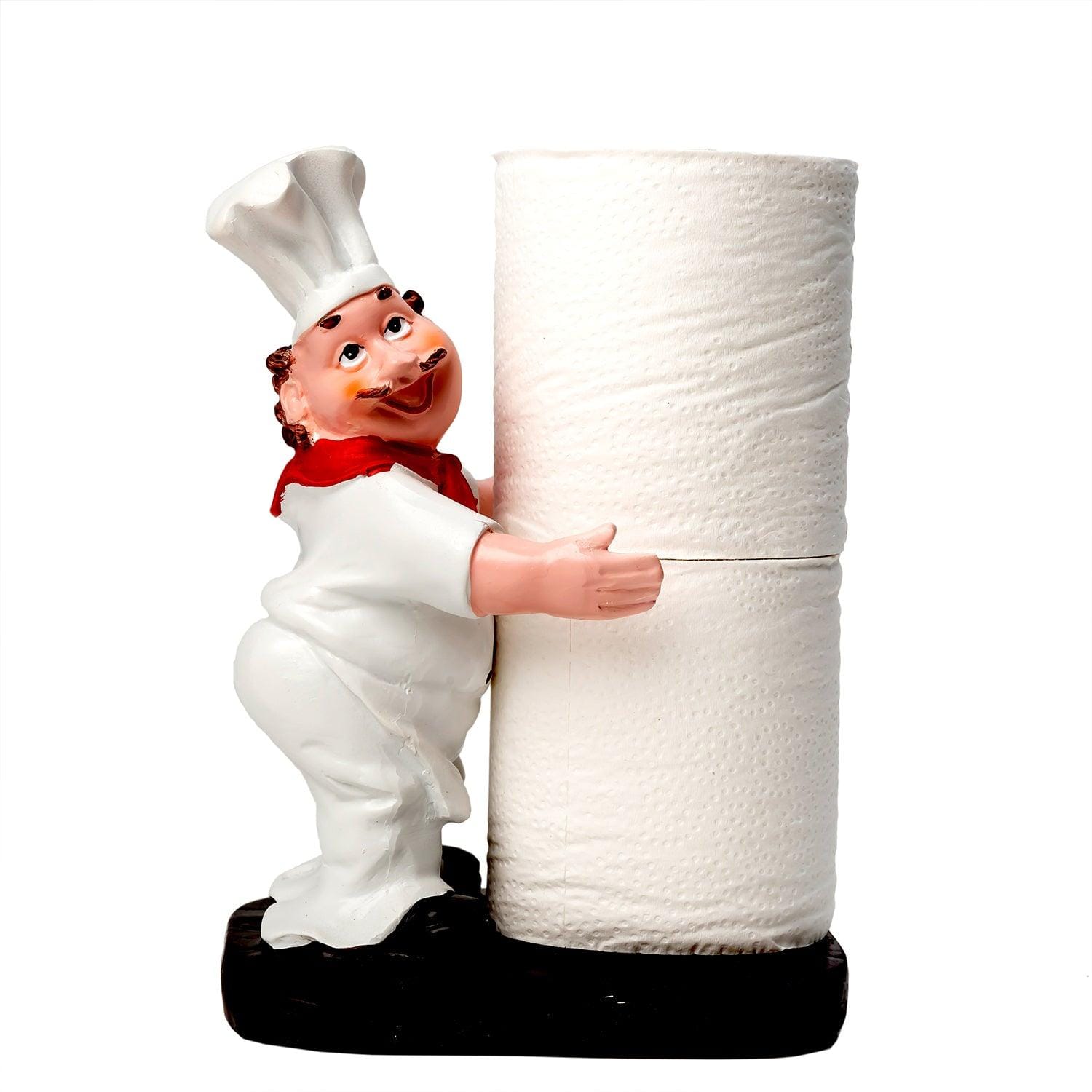 Foodie Chef Figurine Resin Kitchen Tissue Roll Holder (Front Holding)