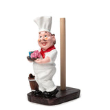 Foodie Chef Figurine Resin Kitchen Tissue Roll Holder with Toothpick Holder (Brown Bucket)