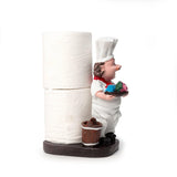 Foodie Chef Figurine Resin Kitchen Tissue Roll Holder with Toothpick Holder (Brown Bucket)