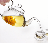 Tallear Glass Tea Pot with Self-Locking Cover Lid (600 ml)