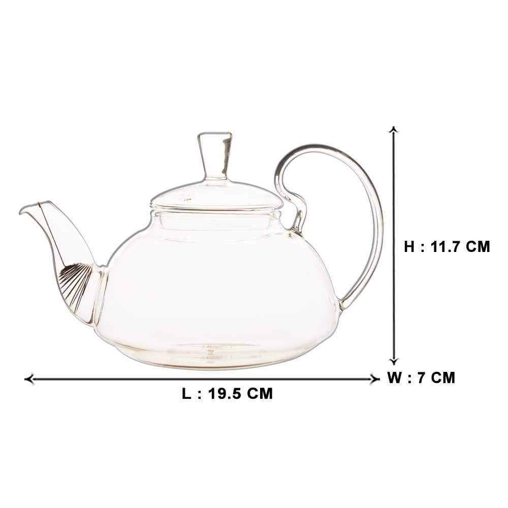 Tallear Glass Tea Pot with Self-Locking Cover Lid (600 ml)
