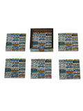 Number Plate - 9 Inch Wooden Tray & 6 Wooden Coasters with Holder Set (Multicolor)