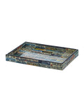 Number Plate - 9 Inch Wooden Tray & 6 Wooden Coasters with Holder Set (Multicolor)