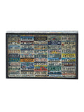 Number Plate - 9 Inch Wooden Tray & 6 Wooden Coasters with Holder Set (Multicolor)